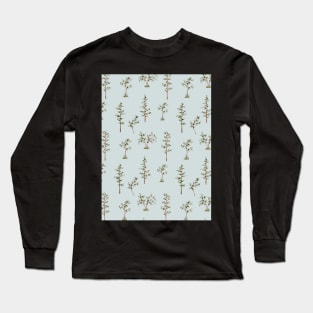 Forest Seamless Pattern on Sage Green Long Sleeve T-Shirt